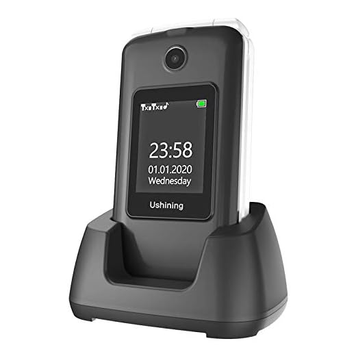 Telefono Movil para Mayores Teclas Grandes con Tapa Pantalla de 2,8 + 1,8 Pulgadas Tecla de Emergencia Botón SOS Cámara Fácil de Usar para Ancianos, Ukuu gsm Telefono Movil Negro