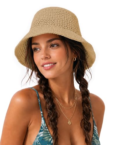 Image of Zylioo XL Straw Bucket Hat for Women, UPF Wide Floppy Brim Beach Sun Hat | Roomy Summer Fit-Flexible Crown And Moldable Edge Give Fuller Head Shapes Easy Shade Without Tight Pressure.
