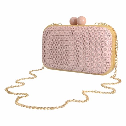 Image of Women Straw Clutch Purse Handwoven Summer Evening Bag Beach Straw Handbag Wedding Party Clutch Bag Wicker Purse