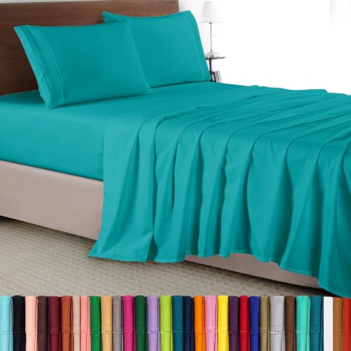 Elegancia y Confort 4 Piezas 1500 Hilos Egipcio de Lujo Suave y Sedosa Calidad coziest Juego de sábanas, Reina, Color Azul Azul