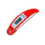  Termómetro Digital de Cocina Lectura Instantánea Profesional con Sonda Larga y °C / °F Conmutable Lmpermeable, Plegable, Pantalla LCD Retroiluminada, para Horno, Carne, Líquidos, Reposteria