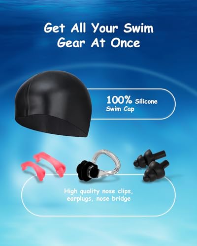 Image of Kids Swim Goggles, Anti-fog and UV Protection with Swim Cap for Age 3-15 Youth Boys Girls Toddler