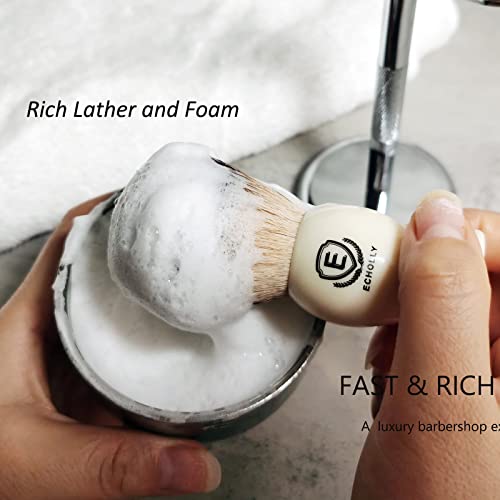 Premium Shaving Brushes For Men By Echolly-No Shedding Bristle Shave Brushes For Men-Smooth Acrylic Handle Legacy Shave Brush-Rich And Fast Lather Shaving Cream Brush Dad Gifts For Fathers Day #TOP1
