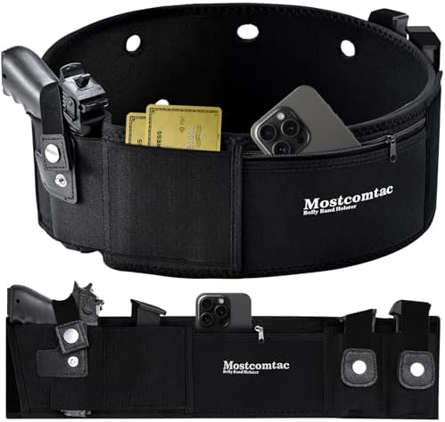 Mostcomtac Belly Band Holster for Men & Women - Comfortable Carry Gun Holster with Breathable Neoprene, Fits Glock 17-43X, Taurus, Ruger LCP, S&W M&P Shield for Most Pistols and Revolvers