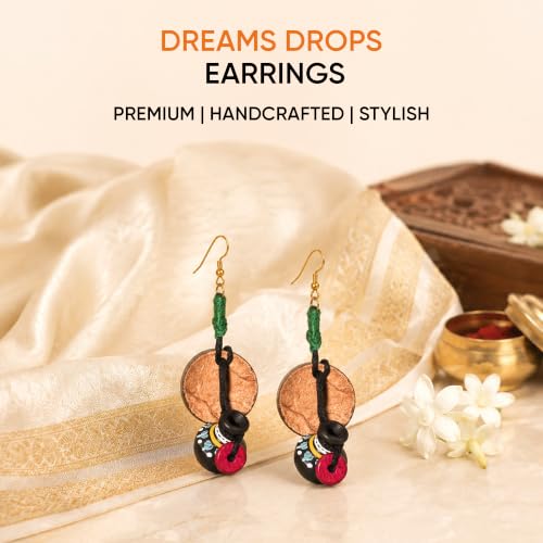 Image of Handcrafted Boho & Tribal Earrings for Women - Wooden, Brass & Terracotta Statement Designs in Drop, Hoop, Loop & Dangle Styles