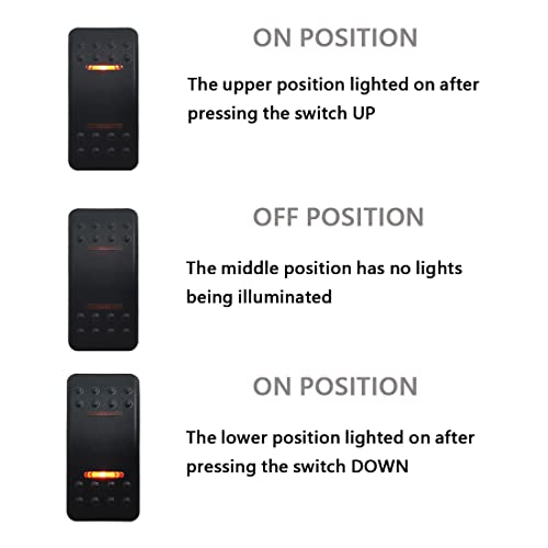 Image of 3 Way Waterproof Retractive Button Rocker Switch 7P DPDT (ON)-Off-ON Dual Orange Lamp Light Bar Momentary Toggle Switch Compatible with Car Boat Vehicle Bus Motorcycle RV 12V 24V