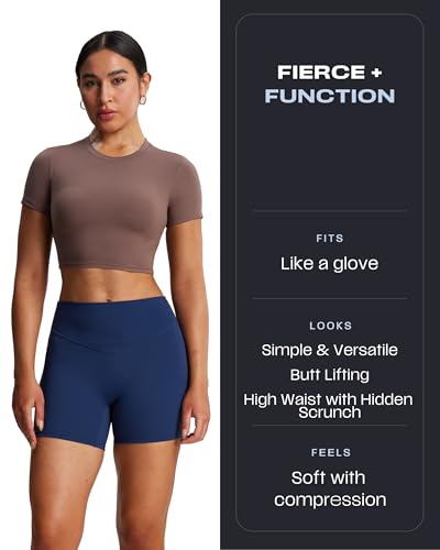 Aoxjox Workout Biker Shorts for Women Tummy Control High Waisted Athletic Hidden Scrunch Gym Running Yoga Short 4.5"3