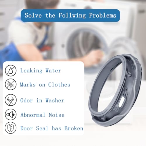Upgrade DC64-03788A WF45T6000AW/A5 Washer Door Seal for Samsung Front Loader Washer Door Seal, Fits WF45R6100AW/US WF45R6300AV/US WF45T6200AW/US WF45B6300AW WF50A8600AV/US WF45R6300AW WF45R6100AC by Cinihi - Used condition - Image 6