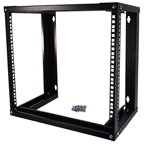 CNAweb 9U Wall Mount Open Frame 19" Server Equipment Rack 12 inch Depth – Black Cover