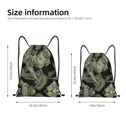 Hundreds Of Dollar Bills Drawstring Backpack Sports Gym Bag Yoga Travel Sackpack For Women Men2