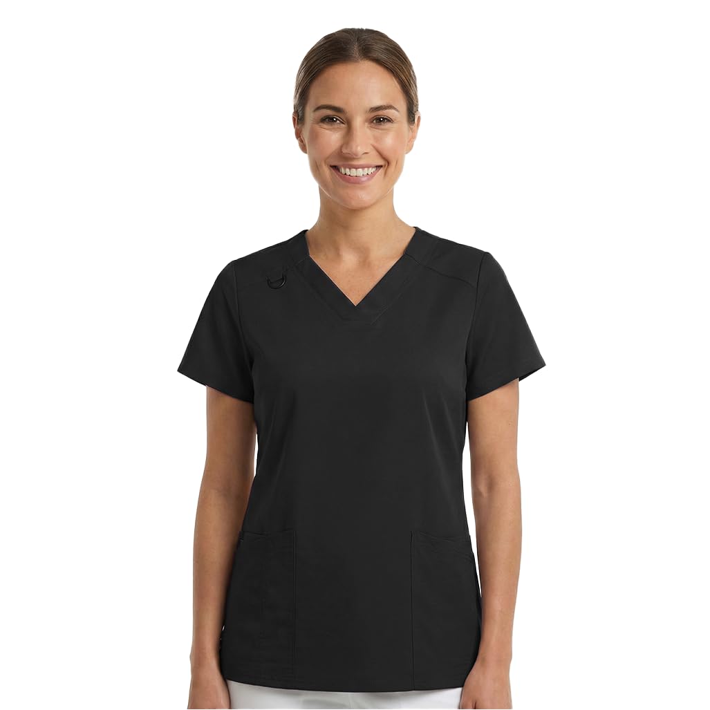 B-well ANGELICA Casaca de enfermería para mujer, túnica médica con cuello en V, bolsillos funcionales, transpirable y fácil de limpiar, ropa de trabajo para clínica y práctica — view 8