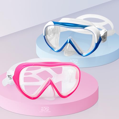 Image of Kids Snorkel Swim Mask, Child Diving Mask Anti-Fog Swim Goggles with Nose Cover for Snorkeling Diving Swimming