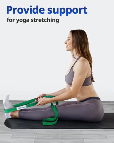 Trideer Stretching Strap Yoga Strap For Physical Therapy, 10 Loops Yoga Straps For Stretching, Non-Elastic Stretch Strap For Pilates, Exercise thumb #6