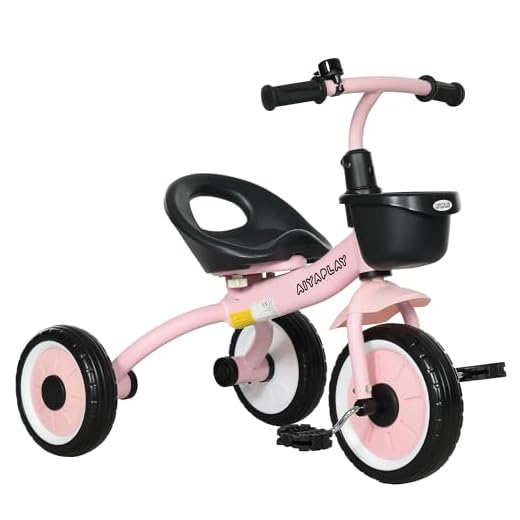 AIYAPLAY Triciclo para Niños de 2 a 5 Años Bicicleta Infantil con Asiento Ajustable Cesta Timbre Pedales y 3 Ruedas Carga 25 kg 70,5x50x58 cm Rosa