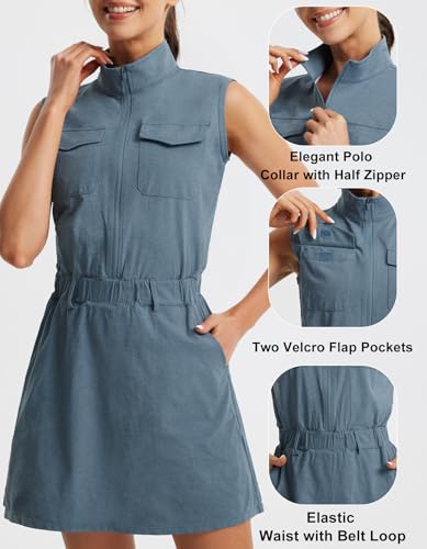 Libin Tennis Golf Dress for Women with Built-in Separate Shorts Athletic Active Exercise Sports Dresses Summer Outfits3