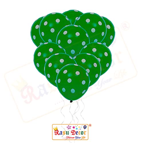 Image of RasuDecor 20 Pieces 12 inch Polka Dot Latex Balloon Dark Green and White Dot Colorful Balloons, 12 Inch Latex Polka Dots Balloons for Kids Women Men Birthday Easter Engagement Wedding, Halloween Party Supplies Decor #RasuImpex (20Pcs 12 inchPolkaDotDGreenWhite)