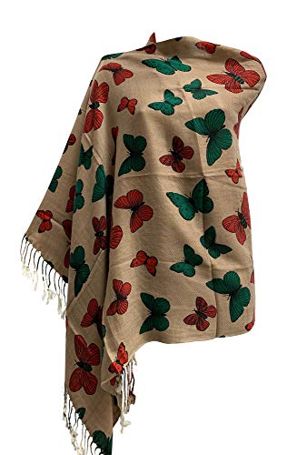 Large Fringed Luxurious Pashmina Butterfly Shawl Wrap Scarf2