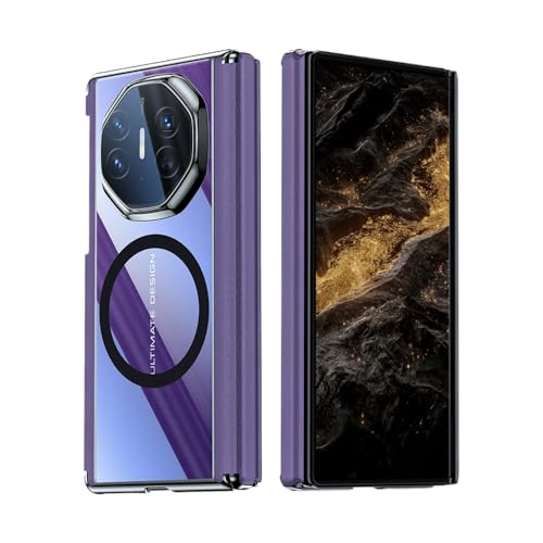 Compatible with Huawei Mate XT Phone Case,Luxury Plating Clear Cover[Magnetic Hinge Protection]Shockproof Cover Anti-Yellowing Full Protective Magnetic Case Compatible with Huawei Mate XT(Purple)