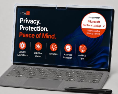 Image of Pxin Aura | Compatible with Microsoft Surface Laptop - 2 | Touch Sensitive Privacy Screen | Anti Blue | Anti Glare | UltraThin for Hyper Touch | Anti UV | Privacy Filter