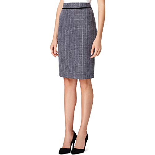 Tahari ASL Womens Plaid Metallic Straight Skirt
