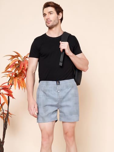 Image of Urban Scottish Men's Pack of 2 Cotton Printed Boxers with Side Pockets
