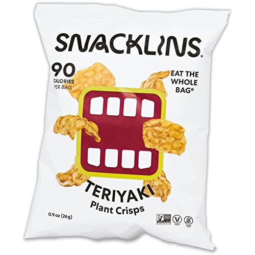 Snacklins Plant Based Crisps, Low Calorie Snacks, Vegan, Gluten-Free, Grain-Free, Healthy, Crunchy, Puffed Snack (Teriyaki, 24 Pack) #TOP29