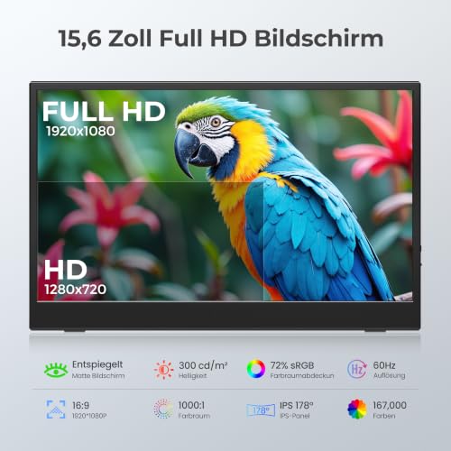 UFYQL Portable Monitor 15,6 Zoll FHD1080P IPS Tragbarer Monitor für Laptop – Ansicht 7