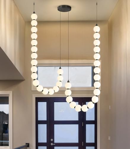 cenozo 2 Ring Modern Chandeliers Acrylic Balls Ceiling Pendant Lighting LED Dimmable Light for...