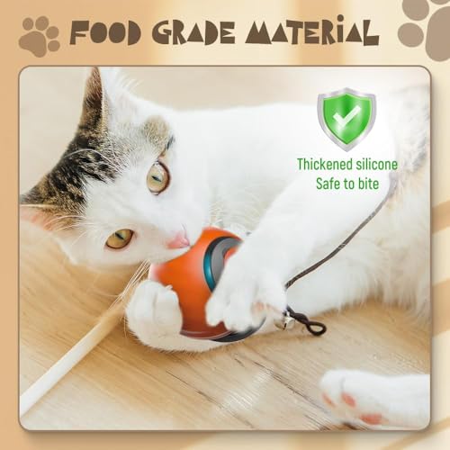 Upgrade Speedy 3.0 Tail Cat Toy, 2026 New Speedy Tail Interactive Cat Toy for Indoor Cats, USB Rechargeable Automatic Moving Smart Cat Toys Ball with Tail Two Speed Adjustment (Blue+Orange, 2PCS)