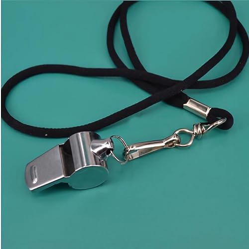 Silbato metálico deportivo con cordón negro miniatura 2
