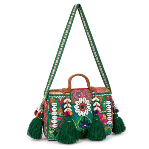 Image of MOMISY Handicraft Handmade Cotton Ethnic Rajasthani Embroidered Banjara Bags for Women Sling Clutch with Handle Purses for Ladies Girls