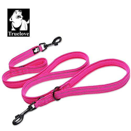 WINHYEPET True Love 7 in 1 Multi-Function Adjustable Dog Lead Hand Free Pet Training Leash Nylon Reflective Comfortable Multi-Purpose Dog Leash TLL2411(Fushcia,S)