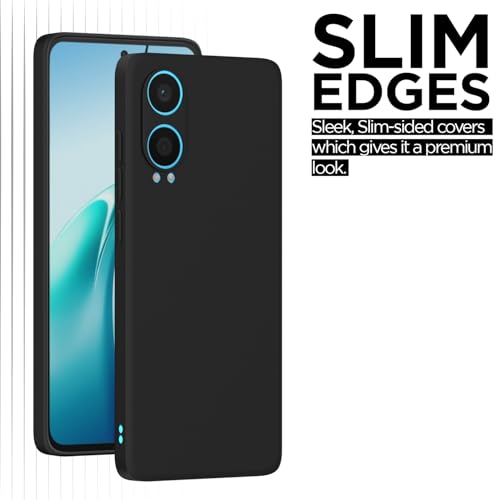Image of Outlouders Back Cover for OnePlus Nord CE 4 Lite 5G | Camera Protection | Durable Soft Matte Silicone Bumper Case (Black)