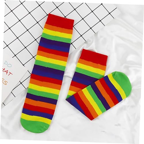 Children's Rainbow Striped Cotton Socks 2 Pairs for Ages 5-12 Colorful Patterned Stockings for Boys and Girls Warm and Comfortable4