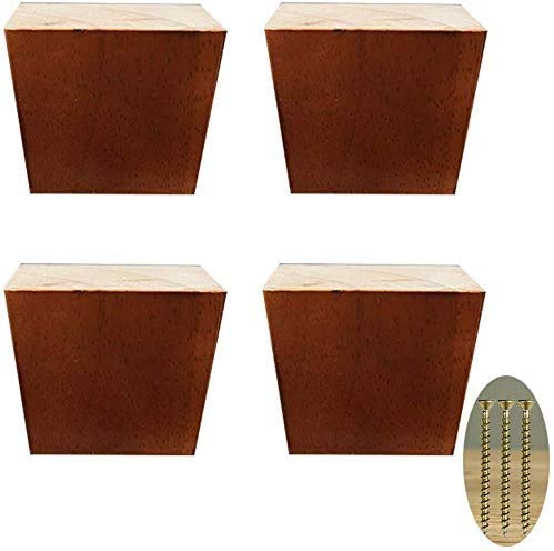 Patas de madera maciza color nuez de 6cm para elevar y renovar muebles de salón, pack de 4