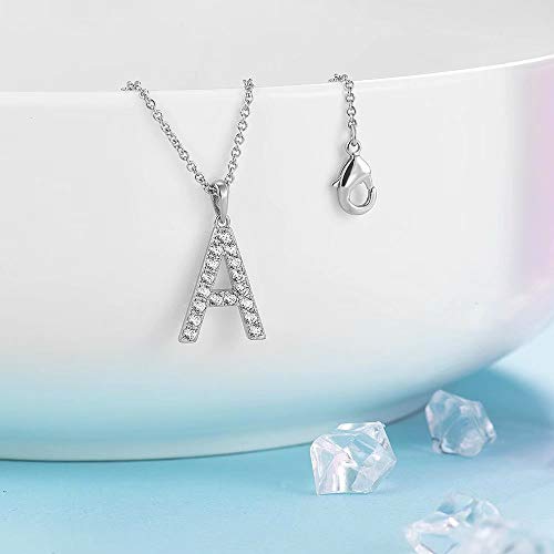 Tarsus Initial Cubic Zirconia Necklace Jewelry Gifts for Women Adjustable Chain 18" + 2"3