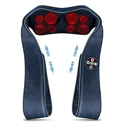 Neck Massager with Heat, Yuiteg 5D Shiatsu Kneading Back Shoulder Massager 10/20/30min, 3 Intensities Electric Heated Massager, Pain Relief Deep Tissue Body Muscle Ease Tension, Dad Mom Women Men Gift