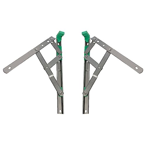 16" Premium Egress Fire Escape Window Hinges (Pair), Silver, 16 Inch