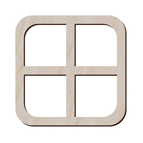 Juego de 10 marcos de ventana cuadrada de madera para manualidades y decoración – dije de ventana cuadrada – ventana cuadrada en blanco – forma de ventana cuadrada, 12.7x12.7 cm