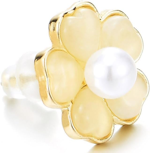 Flower Stud Earrings for Women 18K Gold-Plated Tone with Pearl Center Daisy Design Elegant Floral Jewelry - Image 3