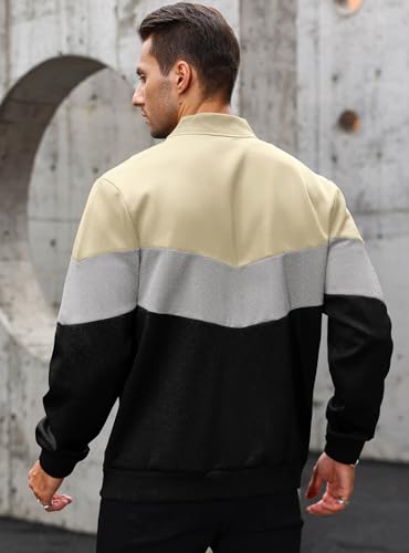 Image of HYPESTFIT Mens Lightweight Jacket Casual Bomber Jacket Color Block Varsity Coat