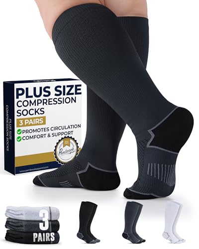 Image of Pembrook Plus Size Compression Socks for Women Wide Calf - 3 Pairs, 20-30mmHg Extra Wide Calf Compression Socks, Up to 4XL