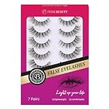 FENG BEAUTY Clear Band Natural False Eyelashes – Lightweight Wispy Lash Strips for Daily Wear, Invisible Band Natural Cat Eye Look, 7 Pairs Reusable