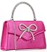 Venoline Sparkling Evening Clutch Purse for Women,Rhinestone Bow Top Handle Party Handbag,Wedding Prom Formal bag Satin-Hot Pink