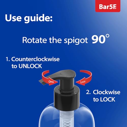image for Bar5F Plastic Bottles with Pump Dispenser, 8 oz | Leak Proof, Empty, C