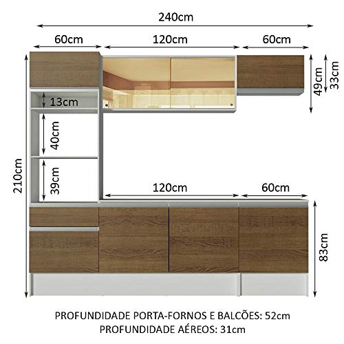 Cozinha Completa Madesa Diamante com Armário, Balcão e Tampo