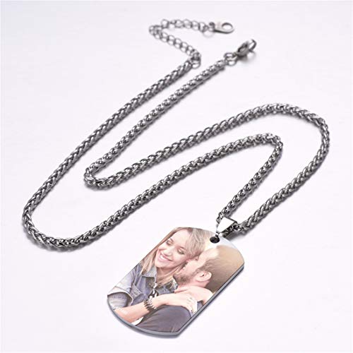 U7 Custom Dog Tag Necklace With Picture Stainless Steel Chain Personalized Photo Pendant For Men Women Message Engrave Valentines Gift #TOP5