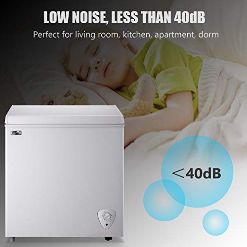 Chest Freezer Deep Freezer 5.0 Cu.ft Mini Freezer White Free-Standing Top Door Freezer Adjustable 7 Thermostat And Removable Basket Open Deep Freezer Energy Saving Garage Basement Apartment Kitchen Business, White #TOP5