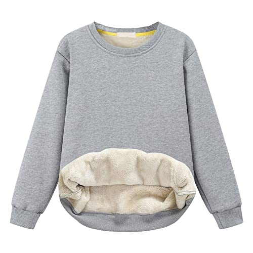 Image of Girls Sweatshirt Kids Fleece Lined Sweatshirts Winter Warm Sherpa Crewneck Pullover
