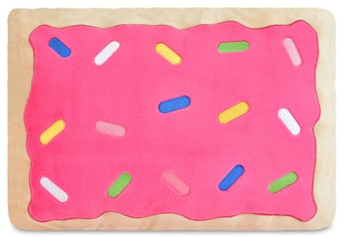 iscream Pop Tarts Double Sided Pink and White Frosting 18 x 13 Tart Shaped Embroidered Accent Pillow